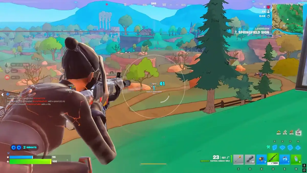 Fortnite cheats live gameplay screenshot showing ESP and aimbot in action